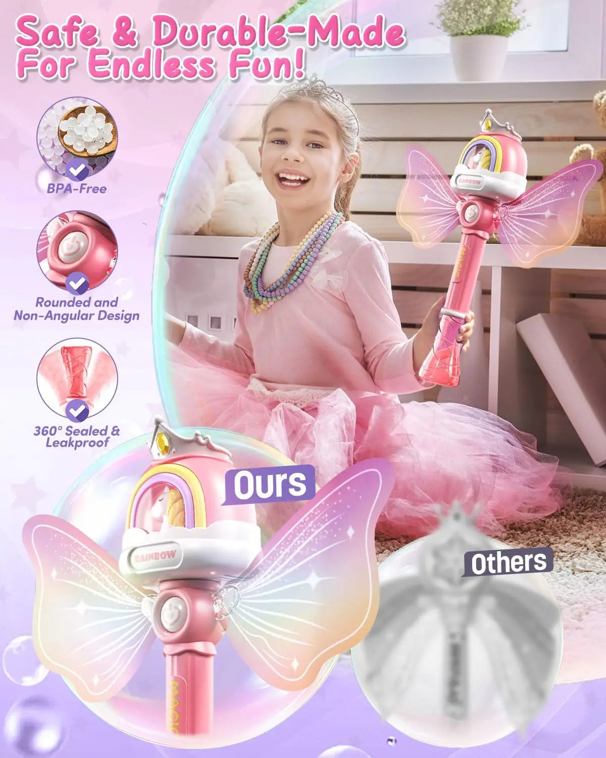 HKM-073043 Unicorn Mini Bubble Wands for Kids - Automatic Bubble Blower Toy, Perfect for Outdoor Fun