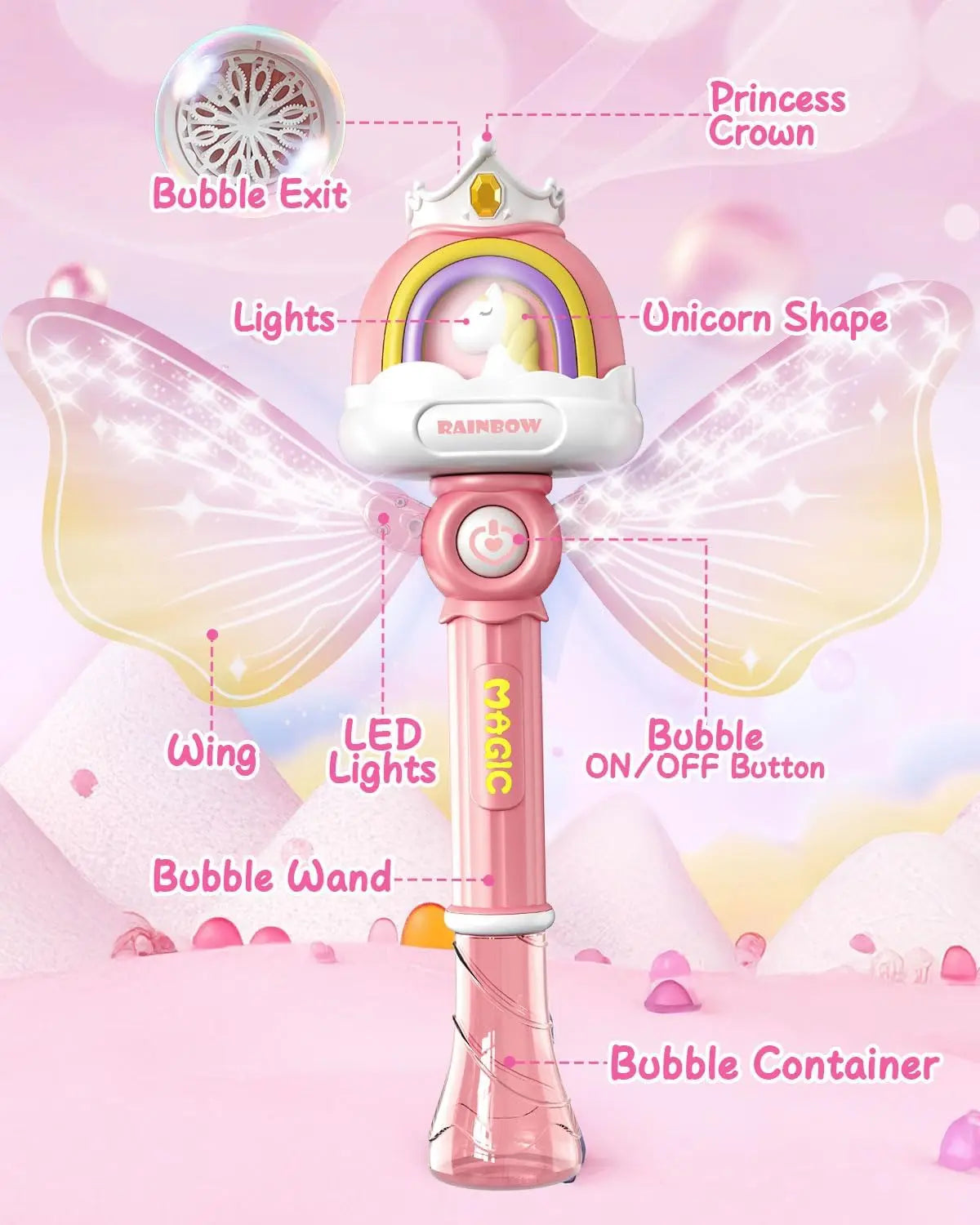 HKM-073043 Unicorn Mini Bubble Wands for Kids - Automatic Bubble Blower Toy, Perfect for Outdoor Fun