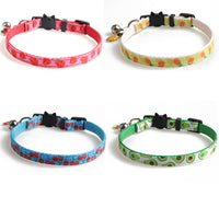 HKM-073107 Fruit-Themed Adjustable Polyester Cat Collar - Avocado, Pineapple, Watermelon, Cherry, Strawberry