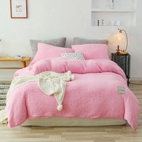 HKM-073235 Double-Sided Coral Lamb Wool 4-Piece Modern Bedding Set, Suitable for 1.5m Bed with 200x230cm Quilt