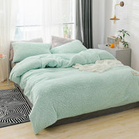 HKM-073235 Double-Sided Coral Lamb Wool 4-Piece Modern Bedding Set, Suitable for 1.5m Bed with 200x230cm Quilt