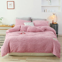 HKM-073235 Double-Sided Coral Lamb Wool 4-Piece Modern Bedding Set, Suitable for 1.5m Bed with 200x230cm Quilt