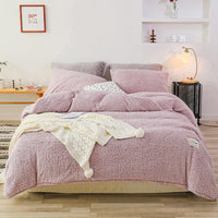 HKM-073235 Double-Sided Coral Lamb Wool 4-Piece Modern Bedding Set, Suitable for 1.5m Bed with 200x230cm Quilt