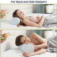 HKM-073363 Ergonomic Blue and White Memory Foam Neck Roll Pillow 46 x 10 cm