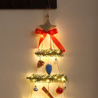 HKM-073363 Luminous Non-woven Christmas Tree Wall Decor for Doors and Windows in Green and Red