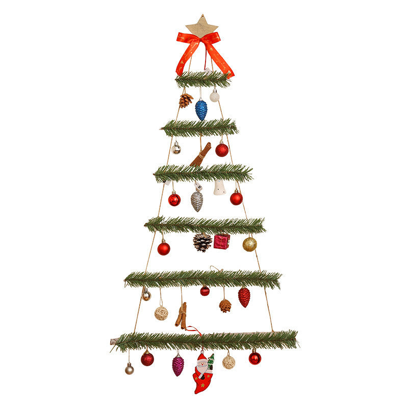 HKM-073363 Luminous Non-woven Christmas Tree Wall Decor for Doors and Windows in Green and Red