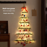 HKM-073363 Luminous Non-woven Christmas Tree Wall Decor for Doors and Windows in Green and Red
