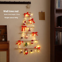 HKM-073363 Luminous Non-woven Christmas Tree Wall Decor for Doors and Windows in Green and Red