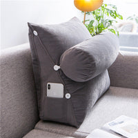 HKM-073619 Removable and Washable Triangle Cushion - Large Soft Silk and Satin Waist Support Pillow in Multiple Colors