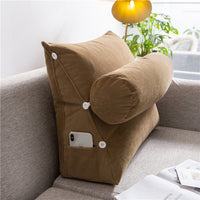 HKM-073619 Removable and Washable Triangle Cushion - Large Soft Silk and Satin Waist Support Pillow in Multiple Colors