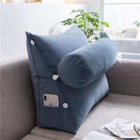 HKM-073619 Removable and Washable Triangle Cushion - Large Soft Silk and Satin Waist Support Pillow in Multiple Colors