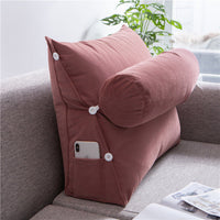 HKM-073619 Removable and Washable Triangle Cushion - Large Soft Silk and Satin Waist Support Pillow in Multiple Colors
