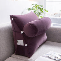 HKM-073619 Removable and Washable Triangle Cushion - Large Soft Silk and Satin Waist Support Pillow in Multiple Colors