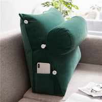 HKM-073619 Removable and Washable Triangle Cushion - Large Soft Silk and Satin Waist Support Pillow in Multiple Colors