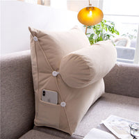 HKM-073619 Removable and Washable Triangle Cushion - Large Soft Silk and Satin Waist Support Pillow in Multiple Colors