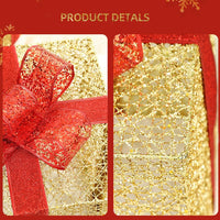 HKM-074003 Three-Piece Set of Christmas Wrought Iron Gift Box Decorations with Battery-Operated LED Lights