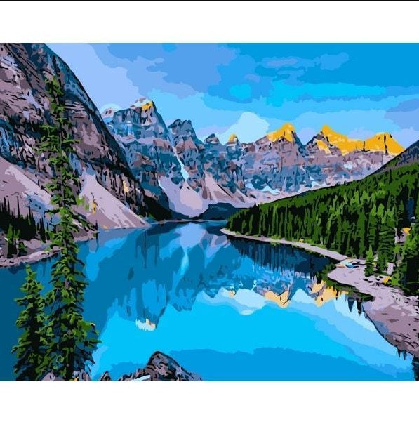 KTX-074067 Paint by Numbers Set - Alaska Mountain Landscape Digital Art (40x50cm, 24 Colors)