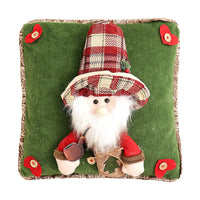 HKM-074195 Decorative Square Throw Pillowcase with Old Man, Snowman, and Elk Patterns, 41x41cm