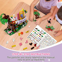 HKM-074195 Educational Building Block Set with 840 Pieces - Tree House, Animals, and Landscape Theme for Ages 5 & Up