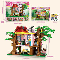 HKM-074195 Educational Building Block Set with 840 Pieces - Tree House, Animals, and Landscape Theme for Ages 5 & Up