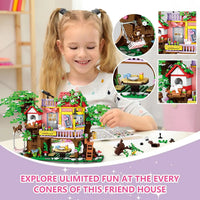 HKM-074195 Educational Building Block Set with 840 Pieces - Tree House, Animals, and Landscape Theme for Ages 5 & Up