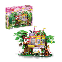 HKM-074195 Educational Building Block Set with 840 Pieces - Tree House, Animals, and Landscape Theme for Ages 5 & Up
