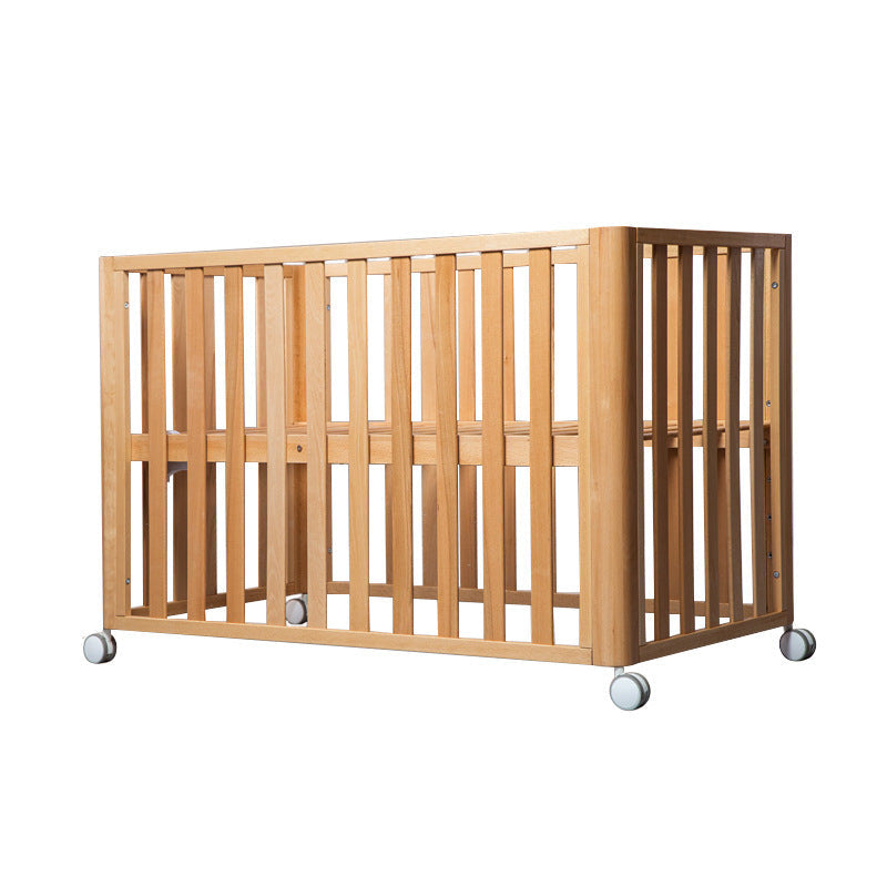 KTX-074195 Movable Beech Solid Wood Multi-Functional Crib with Mattress and Accessories