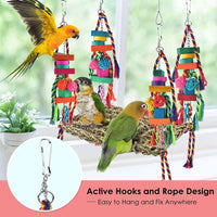 HKM-074323 Bird Cage Climbing Net Hammock for Medium and Large Parrots and Birds - Grass Material