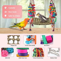 HKM-074323 Bird Cage Climbing Net Hammock for Medium and Large Parrots and Birds - Grass Material