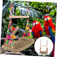 HKM-074323 Bird Cage Climbing Net Hammock for Medium and Large Parrots and Birds - Grass Material
