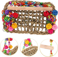HKM-074323 Bird Cage Climbing Net Hammock for Medium and Large Parrots and Birds - Grass Material
