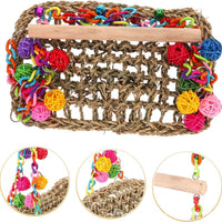 HKM-074323 Bird Cage Climbing Net Hammock for Medium and Large Parrots and Birds - Grass Material
