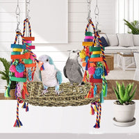 HKM-074323 Bird Cage Climbing Net Hammock for Medium and Large Parrots and Birds - Grass Material