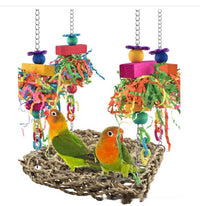 HKM-074323 Bird Cage Climbing Net Hammock for Medium and Large Parrots and Birds - Grass Material
