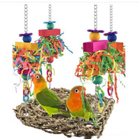 HKM-074323 Bird Cage Climbing Net Hammock for Medium and Large Parrots and Birds - Grass Material