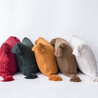 HKM-074387 Cozy Casual Acrylic Knitted Blanket and Pillowcase Set - Perfect for Spring and Autumn