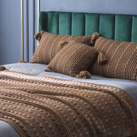 HKM-074387 Cozy Casual Acrylic Knitted Blanket and Pillowcase Set - Perfect for Spring and Autumn