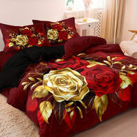 HKM-074387 Romantic Rose Gold Floral Print Down Quilt Cover - Multiple Sizes Available