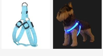 HKM-074579 LED Light-Up Pet Harness and Leash for Medium to Large Dogs - Various Colors Available