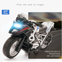 HKM-074643 1:14 Scale Alloy Diecast Pull Back Motorcycle Toy with Lights and Music for Kids Ages 3 and Up