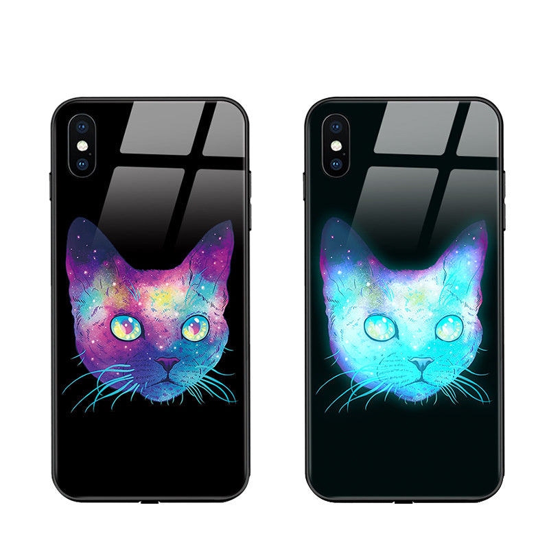 HKM-074643 Cartoon Animal Tempered Glass Phone Case Compatible with iPhone Models
