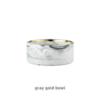 HKM-074899 Ceramic Dog and Cat Bowl Set with Wooden Stand - Marble Pattern Options