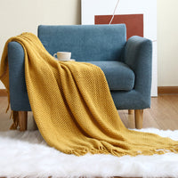 HKM-074963 Cozy All-Season Knitting Blanket in Various Colors, Soft Acrylic Material, 127x176CM & 130x240CM Sizes