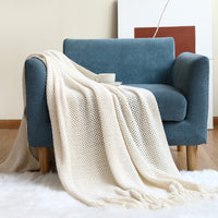 HKM-074963 Cozy All-Season Knitting Blanket in Various Colors, Soft Acrylic Material, 127x176CM & 130x240CM Sizes