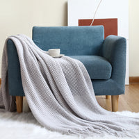 HKM-074963 Cozy All-Season Knitting Blanket in Various Colors, Soft Acrylic Material, 127x176CM & 130x240CM Sizes