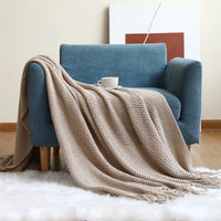 HKM-074963 Cozy All-Season Knitting Blanket in Various Colors, Soft Acrylic Material, 127x176CM & 130x240CM Sizes