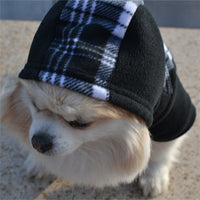 HKM-074963 Hooded Fleece Dog Sweater in Black and White Grid Pattern – Sizes XS to XL