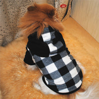 HKM-074963 Hooded Fleece Dog Sweater in Black and White Grid Pattern – Sizes XS to XL
