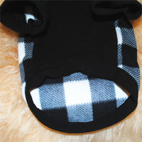 HKM-074963 Hooded Fleece Dog Sweater in Black and White Grid Pattern – Sizes XS to XL
