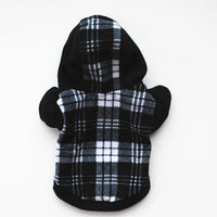 HKM-074963 Hooded Fleece Dog Sweater in Black and White Grid Pattern – Sizes XS to XL